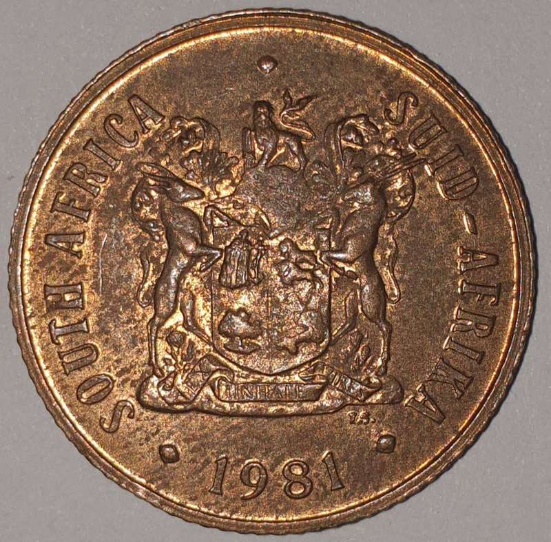 1981 - 2 CENT COIN (TWO CENT COIN) - RSA - BRONZE - KM#83 - BILINGUAL LEGEND - WILDEBEEST